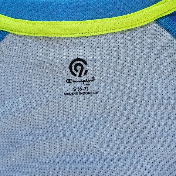 Champion Kids S (6-7) Blue Short Sleeve Performance Athletic Shirt Polyester - Picture 5 of 7